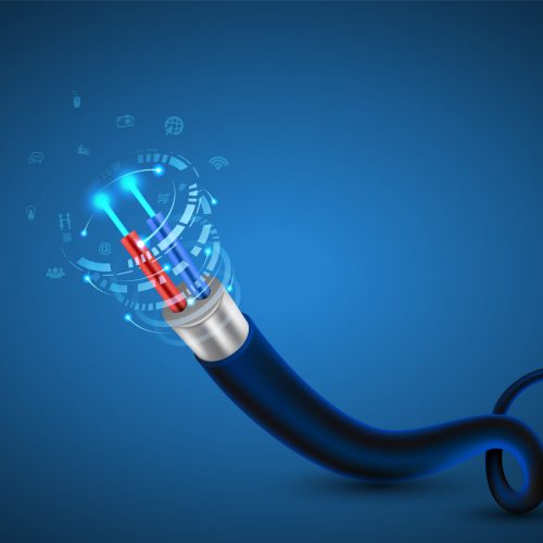 Fiber optic cable connecting concept Fiber optic cable connecting concept for technology communication. Vector illustration for network conceptual.